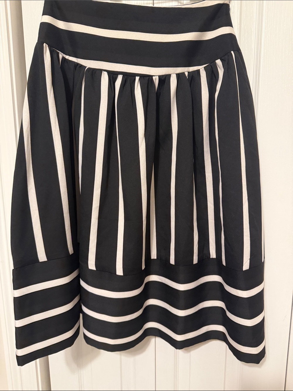 Boohoo Black and White Striped A-Line Skirt